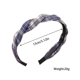 2026 New Preppy Style Gingham Braided Headband for Girls Blue Plaid Soft No Slip Hair Accessories for Toddler Kids Fashion Gift