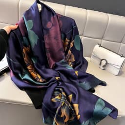 Silk Scarf Women Shawls Female Fashion Flowers For Traveling Sun Protect Sunscreen Beach Scarves Air Conditioning Wraps Luxury