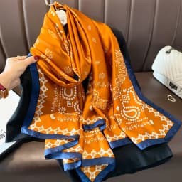 Silk Scarf Women Shawls Female Fashion Flowers For Traveling Sun Protect Sunscreen Beach Scarves Air Conditioning Wraps Luxury