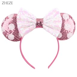 New Valentine's Day Mouse Ears Headband For Girls Women Sequins Love 5"Bow Hairbands Festival Party DIY Hair Accessories Femmes
