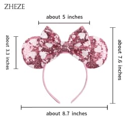New Valentine's Day Mouse Ears Headband For Girls Women Sequins Love 5"Bow Hairbands Festival Party DIY Hair Accessories Femmes