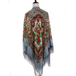 160*160cm Russian Style Luxury Floral Print Square Scarf Women Traditional Fringed UKrainian Shawl Babushka Bandana Head Wraps