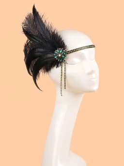 1920s Gatsby Party Rhinestone Beaded HairBand Vintage Charleston Headpiece Women Flapper Feather Headband Hair Accessories