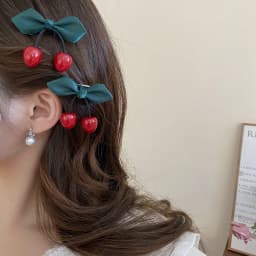 1/2 Pcs Partysu Red Cherry Leaf Resin Small Duckbill Hair Clips for Women New Sweet Side Fringe Bangs Clip Head Accessories Sets