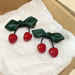 1/2 Pcs Partysu Red Cherry Leaf Resin Small Duckbill Hair Clips for Women New Sweet Side Fringe Bangs Clip Head Accessories Sets