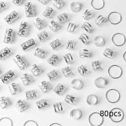 80PCS/Set Vintage Hollow Hair Rings Alloy Hair Cuff Hair Pins Loops Hair Accessories Loc Hair Jewelry for Braids