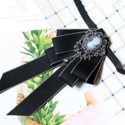 Luxury Black Rhinestone Ribbon Bowtie Fashion Fabric Cloth Art Handmade Crystal Bow Tie Ribbon Bow Brooch Neck Tie