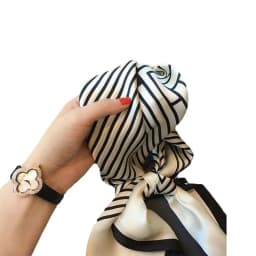 Women Korean Version of Simple Stripes Brocade Forging 70cm Small Square Scarf Scarf Headscarf