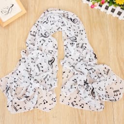 Ladies 50x160CM Scarves Musical Note Print Chiffon Neck Scarf Shawl Soft Scarves High Quality Fabulous Elastic Party Gift