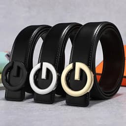 3.3cm Men's Belt Leisure Genuine Leather Belt Fashion Alloy Smooth G Buckle Designer Belt Men High Quality Male Luxury Waistband