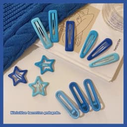 Blue Series Hair Clip Gradient Color Bangs Side Clips Metal Snap Hairpin Heart Star Headwear Sweet Hair Accessories