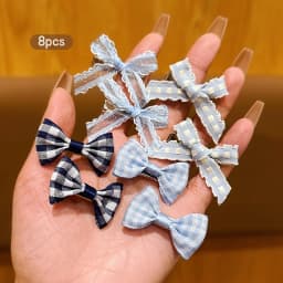 8 blue bow hair clips, sweet headband clips