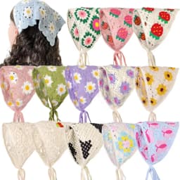 1 pcs women's hair scarf fashionable sweet rustic style knitted flower triangular headscarf cute kawaii Ladies' hair accessories