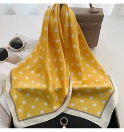 Ladies' Luxurious & Elegant Polka Dot Printed Spring/Summer Bandana Scarf, 70*70cm, Perfect For Daily Wear And Gift Giving