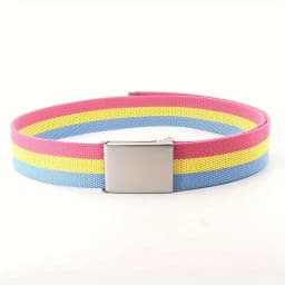 Rainbow Pride Canvas Belt with Square Buckle - Versatile & Stylish for Jeans