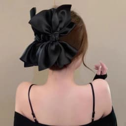 Solid Black and White Big Bow Hair Clip for Women Elegant Ponytail Clip Fashion Girl Hair Clamp Hair Accessories