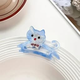 1pc Korean Cute Kitten Point Drill Acetic Acid Grab Girl Sweet Side Medium Half a Ponytail Nappy Little Hair Clip