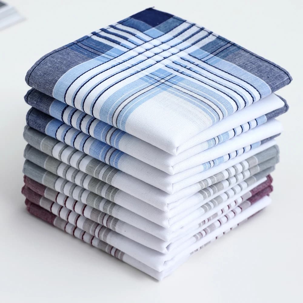 6-Pack Men's Yarn-Dyed Pure Cotton Handkerchiefs, Classic Plaid Handkerchiefs, Wedding Groom's Gift, Sweat-Wiping Pocket Towels