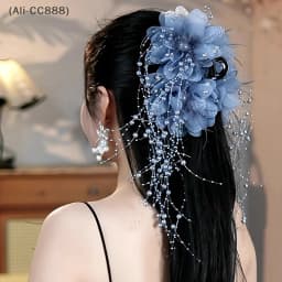 Feather Tassel Hair Claw Exaggerated Fairy Large Floral Shark Clip Hair Accessorie
