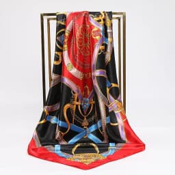 90cm Fashion Silk Square Scarf for Women Hair Band Soft Neckerchief Vintage Hijab Flower Print Headscarf Female Pashmina Bandana