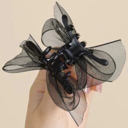 2Pcs Black Elegant Lace Bow Hair Clips Sweet Side Bangs Hairs Cards Temperament Forehead Clip Headdress Duckbill Clips Wholesale