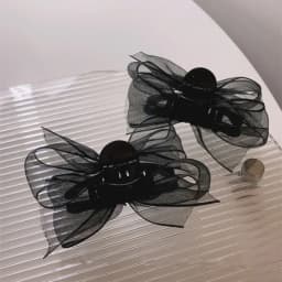 2Pcs Black Elegant Lace Bow Hair Clips Sweet Side Bangs Hairs Cards Temperament Forehead Clip Headdress Duckbill Clips Wholesale