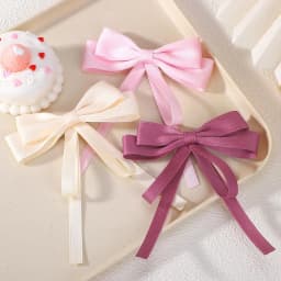 LOVEKIKI 2PCS Elegant Double Layer Ribbon Bows Hair Clip for Girl Boutique Headwear Hairgripes Long Tassel Ponytail Hairclip