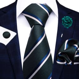 Wholesale Fashion 8 CM Blue Paisley Tie Pocket Squares Cufflink Pin Set Man Office Suit Accessories Wedding Gift Fit Party