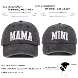 Unisex Parent Child 3D MAMA/MINI Embroidery Wash Baseball Caps Spring and Autumn Outdoor Adjustable Casual Hats Sunscreen Hat 