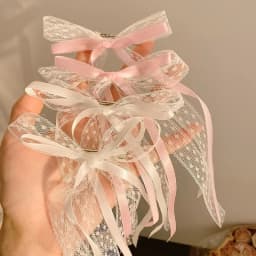 2PCS White, Lace, Ribbon, Hair Tie, Bow, Hair Clip, Female, Premium, Headpiece, Clips, Hair Accessories, Hair Cards
