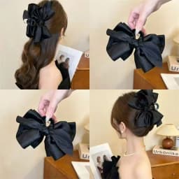 Large Bow Hair Claw Clip New Trendy Solid Color Black Hair Shark Grab Clip Hair Styling Tools Hair Accessories for Women Girl