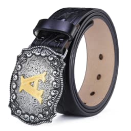 Western Belt Men Genuine Leather Belts for Men Women Cowboy Cowgirl Big Letters Buckle Gold Male Belts Long Black Brown Quality