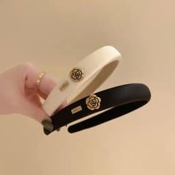 New Small Fragrant Wind Camellia Headband for Women Elegant Fashion Girl Retro Sponge Hair Band