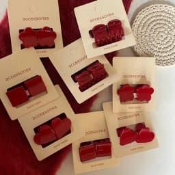 Temperament Seamless Hair Clip Set, 2Pcs Red Women's Side Banger Clip Mini Duckbill Clip Hair Claws