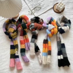 2025 Women's Thin Narrow Long Colorful Striped Scarf Autumn and Winter New Design Hot Girl All-Match Decorative Scarf