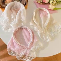 2025 Lace Headband Scarf for Women French Style Triangle Bandana with Integrated Headwrap Pastoral Chic Hair Accessory
