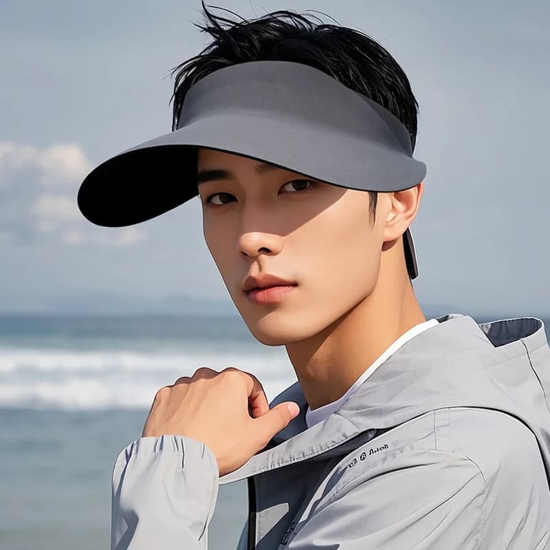 Men's Visor Hat with Oversized Head For Summer Outdoor Sports Travel Beach New Sunshade Breathable Folding Sun Hat