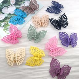 9cm Sweet Women Girl Young Fashion Gift Back Head Clip Hairpin Candy Color Single Layer Hollow Wing Antennae Butterfly Hair Claw