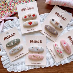 New Children Embroidered Cute Flower Hair Clips Fashion Sweet School Girls Water Droplet Hairpin Girl Baby Kid Headwear BB Clips