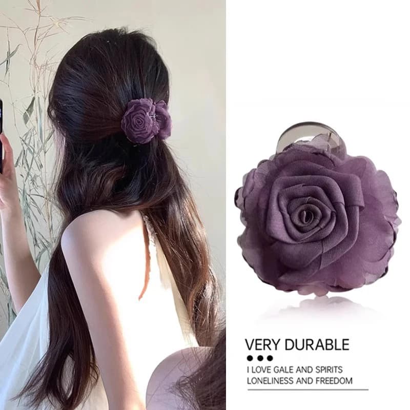 Elegant Rose Flower Hair Claw For Women Girls Sweet Hair Ornament Back Head Floral Hair Clip Hairpin Fashion Hair Accessories