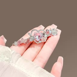 Korean Version Purple Crystal Love Hair Clip One-word Duckbill Clip Alloy Side Clip Sweet Hairpin Women's Hair Accessories