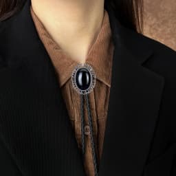 Vintage Elegant Stone Cowboy Black Bolo Tie Leather Rope Pendant Necktie Jewelry Western Tie for Men Women Costume Accessories