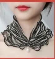New 15x7CM Fashionable And Versatile Imitation Pearl Mesh Cover Neck Protection Scarf Decoration Small Scarf
