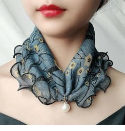 New 15x7CM Fashionable And Versatile Imitation Pearl Mesh Cover Neck Protection Scarf Decoration Small Scarf