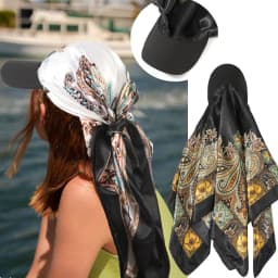 AWAYTR Floral Print Silk Square Scarf Hat Women Soft Satin Kerchief Hairband Neckerchief Head Hijab Lady Headband Headwear