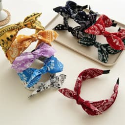 Paisley Bandana Hairbands for Women Fashion Top Knotted Bow Headband Cute Rabbit Ear Turban Headwrap Hair Band Girls Accessories