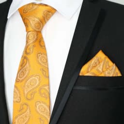 Newest Tie Set 8CM Mens Necktie Handkerchief Neck Ties Sets For Man Yellow Color Plaids Stripes Jacquard Cravat Business Party