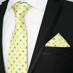 Newest Tie Set 8CM Mens Necktie Handkerchief Neck Ties Sets For Man Yellow Color Plaids Stripes Jacquard Cravat Business Party