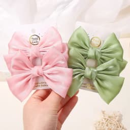 LOVEKIKI 2Pcs Girls Chiffon Hair Clips Cheer Bowknot Hairpin Kids Solid Clolor Head Clip Fashion Girls Boutique Hair Accessories