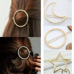 2025 Simple Fashion Metal Hair Accessories Hair Clip Pin Metal Geometric Alloy Moon Circle Hairgrip Barrette Girls Headwear